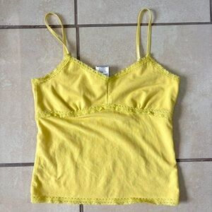 Yellow Lace Trim Camisole Top